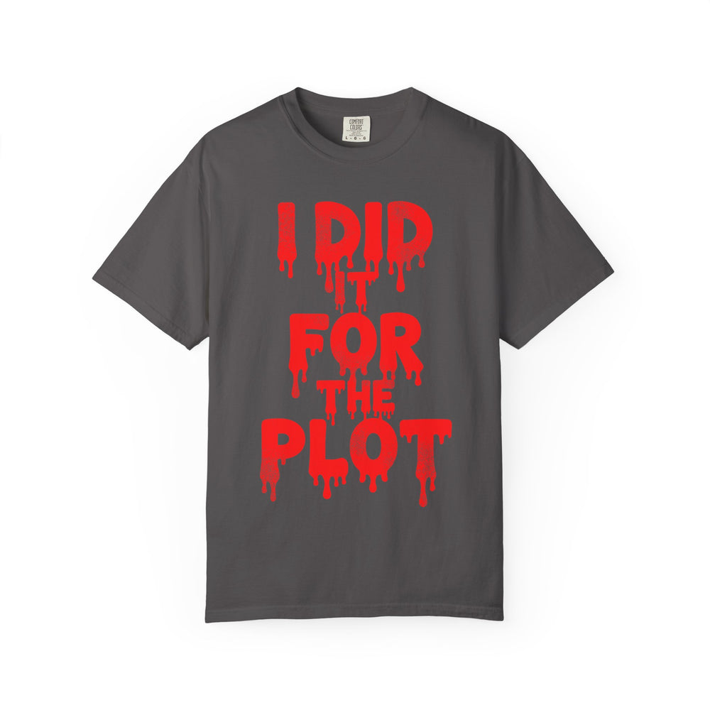 I Did It For The Plot Mens WUNDERLAND Backyard Dept Halloween Booteek Short Sleeve Tee