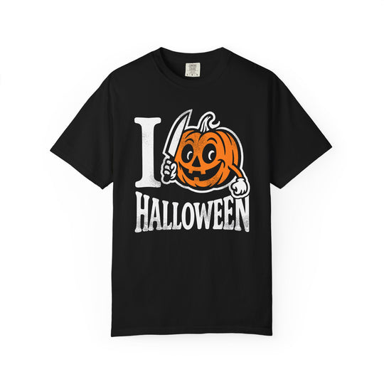 I Love Halloween Stabby Pumpkin Womens WUNDERLAND Backyard Dept Halloween Booteek Short Sleeve Tee