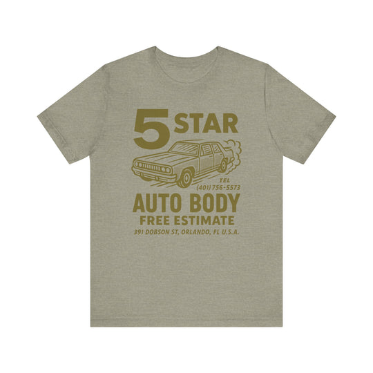 5 STAR AUTO BODY Mens Vintage WUNDERLAND Mechanic Graphic Tee