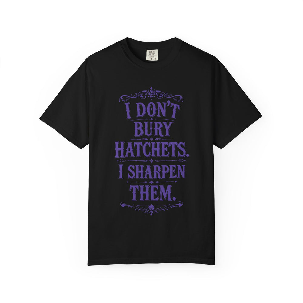 I Don't Bury Hatchets Womens WUNDERLAND Backyard Dept Halloween Booteek Short Sleeve Tee