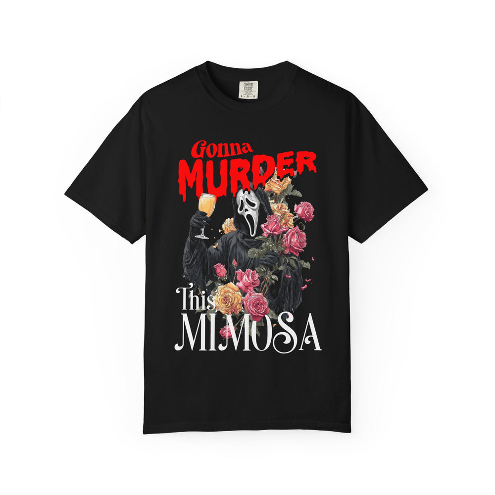 Gonna Murder This Mimosa Womens WUNDERLAND Backyard Dept Halloween Booteek Short Sleeve Tee