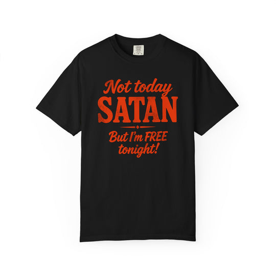 Not Today Satan Womens WUNDERLAND Backyard Dept Halloween Booteek Short Sleeve Tee
