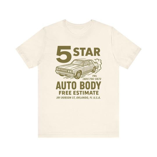 5 STAR AUTO BODY Mens Vintage WUNDERLAND Mechanic Graphic Tee