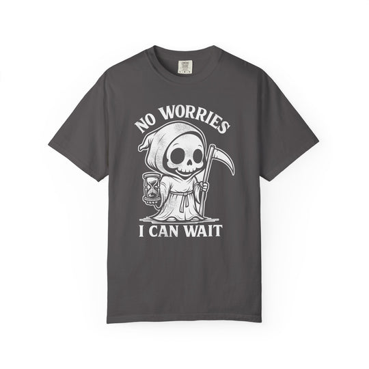 No Worries I Can Wait Grim Reaper  Mens WUNDERLAND Backyard Dept Halloween Booteek Short Sleeve Tee