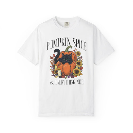 Pumpkin Spice & Everything Nice Foral Cat Womens WUNDERLAND Backyard Dept Halloween Booteek Short Sleeve Tee