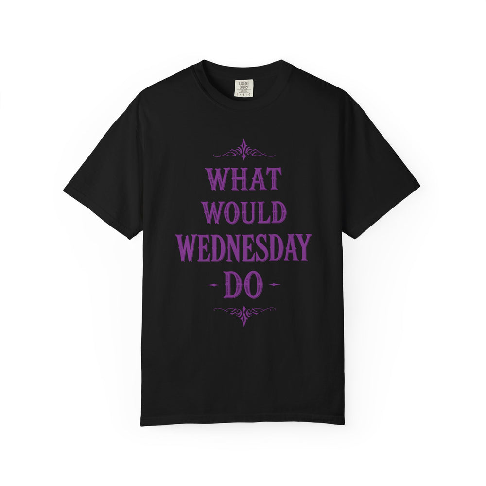 What Would Wednesday Do Womens WUNDERLAND Backyard Dept Halloween Booteek Short Sleeve Tee