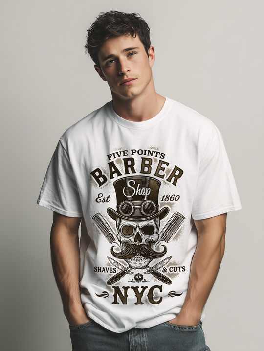 FIVE POINTS BARBER SHOP Mens WUNDERLAND Short Sleeve Tee