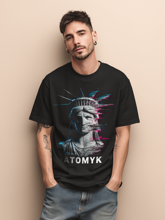 LIBERTY GLITCH Mens ATOMYK 4th Of July Short Sleeve Tee