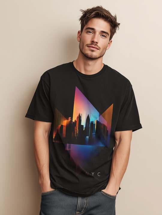 Geo NYC Mens WUNDERLAND Geometric New York City Skyline Short Sleeve Tee