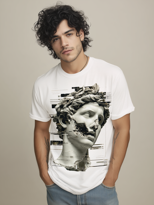 GLITCHED STATUE Mens ATOMYK Short Sleeve Tee
