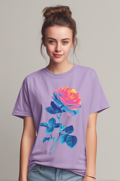 Silkscreen Colored Rose Womens L'Atomique Comfort Colors Relaxed Short Sleeve Tee