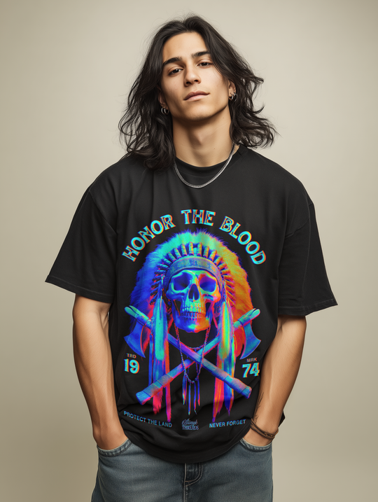 HONOR THE BLOOD NATIVE HEADDRESS Mens ATOMYK Short Sleeve Tee