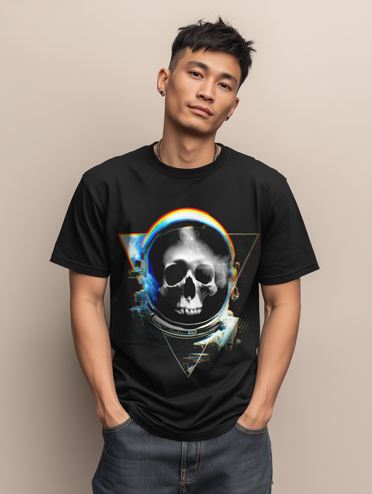 ASTRONOMICON SKULL ASTRONAUT IN SPACE Mens ATOMYK Short Sleeve Tee