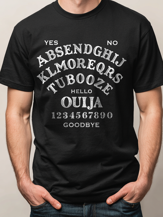 Ouija Send More Booze Mens WUNDERLAND Backyard Dept Halloween Booteek Short Sleeve Tee