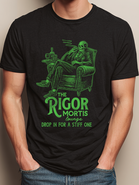 Rigor Mortis Lounge Mens WUNDERLAND Backyard Dept Halloween Booteek Short Sleeve Tee