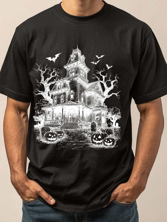 Haunted Hill Manor Mens WUNDERLAND Backyard Dept Halloween Booteek Short Sleeve Tee