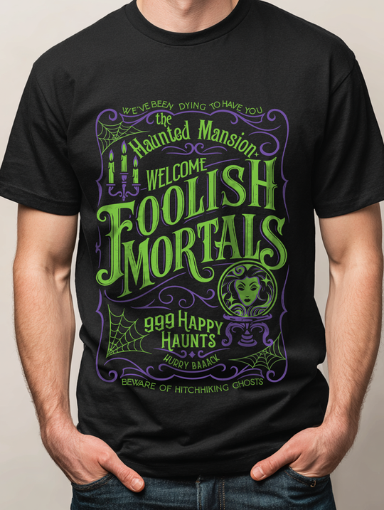 Foolish Mortals Mens WUNDERLAND Backyard Dept Halloween Booteek Short Sleeve Tee