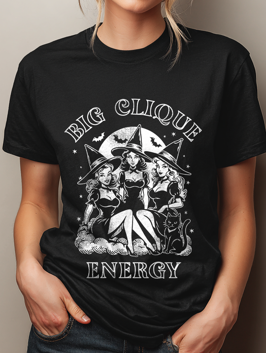 Big Clique Energy Womens WUNDERLAND Backyard Dept Halloween Booteek Short Sleeve Tee