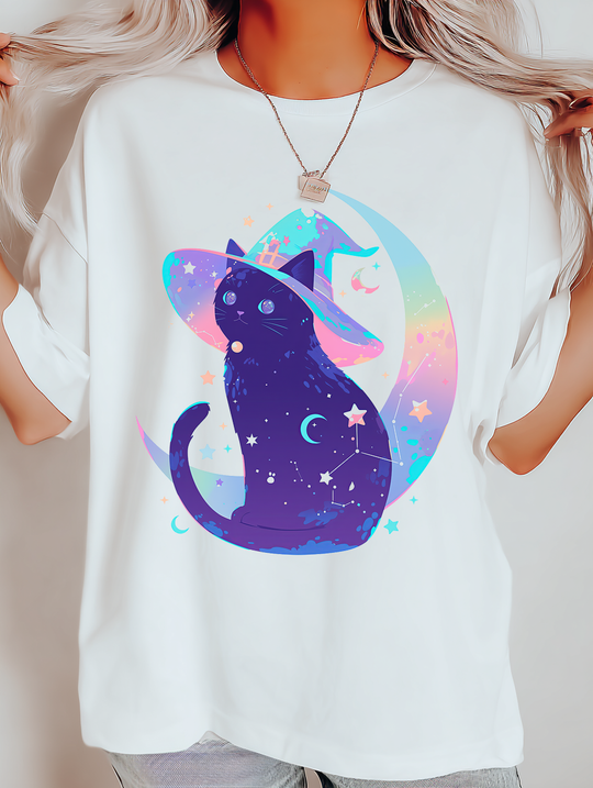 Witch Kitty Moon Womens WUNDERLAND Backyard Dept Halloween Booteek Short Sleeve Tee