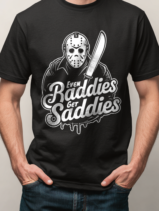 Even Baddies Get Saddies Mens WUNDERLAND Backyard Dept Halloween Booteek Short Sleeve Tee