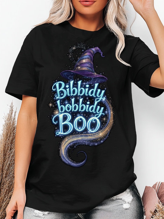 Bibbidy Bobbidy BOO Womens WUNDERLAND Backyard Dept Halloween Booteek Short Sleeve Tee