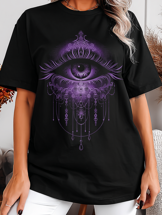 Jeweled Eye Womens WUNDERLAND Backyard Dept Halloween Booteek Short Sleeve Tee