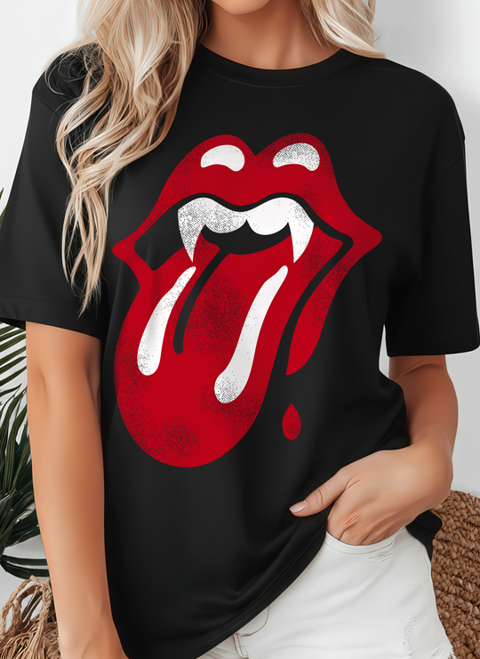 Vamp Lips Womens WUNDERLAND Backyard Dept Halloween Booteek Short Sleeve Tee