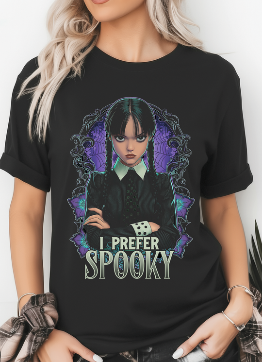 I Prefer Spooky Womens WUNDERLAND Backyard Dept Halloween Booteek Short Sleeve Tee