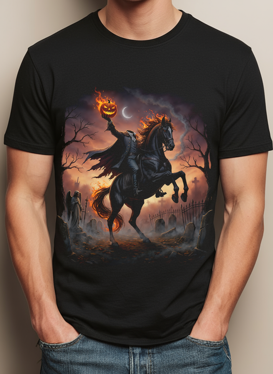 Headless Horseman Mens WUNDERLAND Backyard Dept Halloween Booteek Short Sleeve Tee