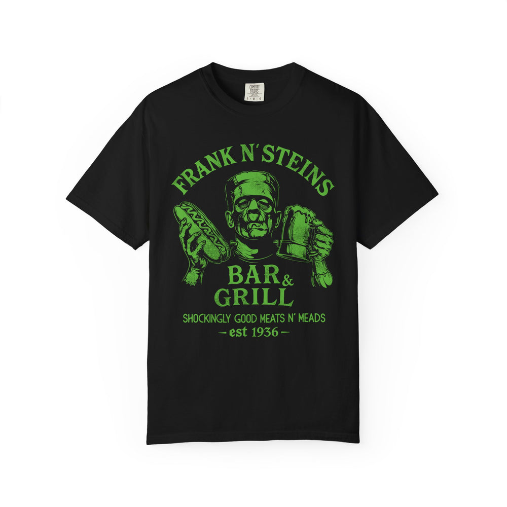 Frank N Steins Bar & Grill Mens WUNDERLAND Backyard Dept Halloween Booteek Short Sleeve Tee