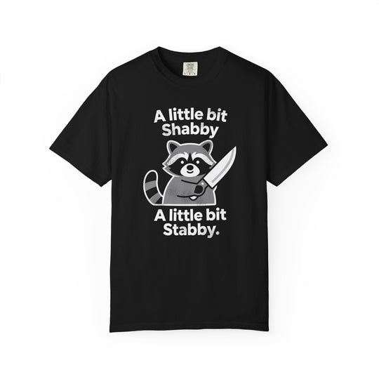 A Little Bit Shabby A Little Bit Stabby Raccoon Womens WUNDERLAND Backyard Dept Halloween Booteek Short Sleeve Tee