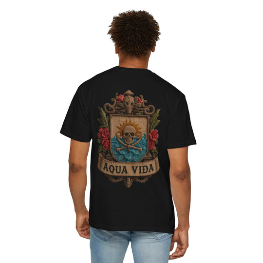 Stitched Crest Mens AQUA VIDA Short Sleeve Tee