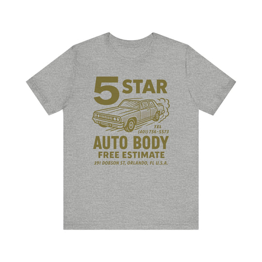 5 STAR AUTO BODY Mens Vintage WUNDERLAND Mechanic Graphic Tee