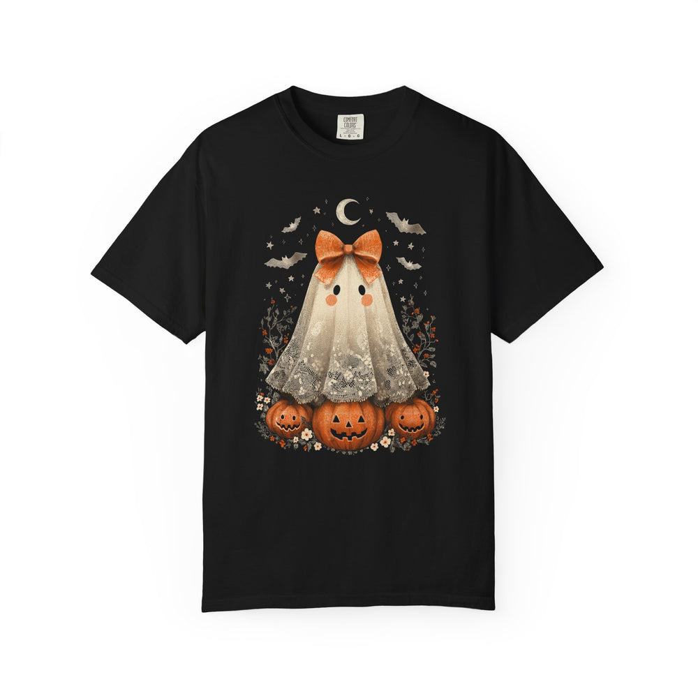 Lace Ghost Pumpkin Patch Womens WUNDERLAND Backyard Dept Halloween Booteek Short Sleeve Tee