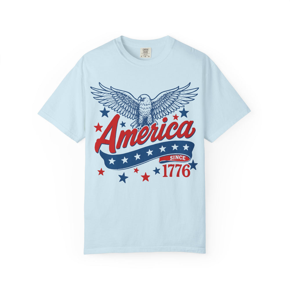 AMERICAN EAGLE BANNER Liberty 4th of July Mens WUNDERLAND Backyard Dept Short Sleeve Tee