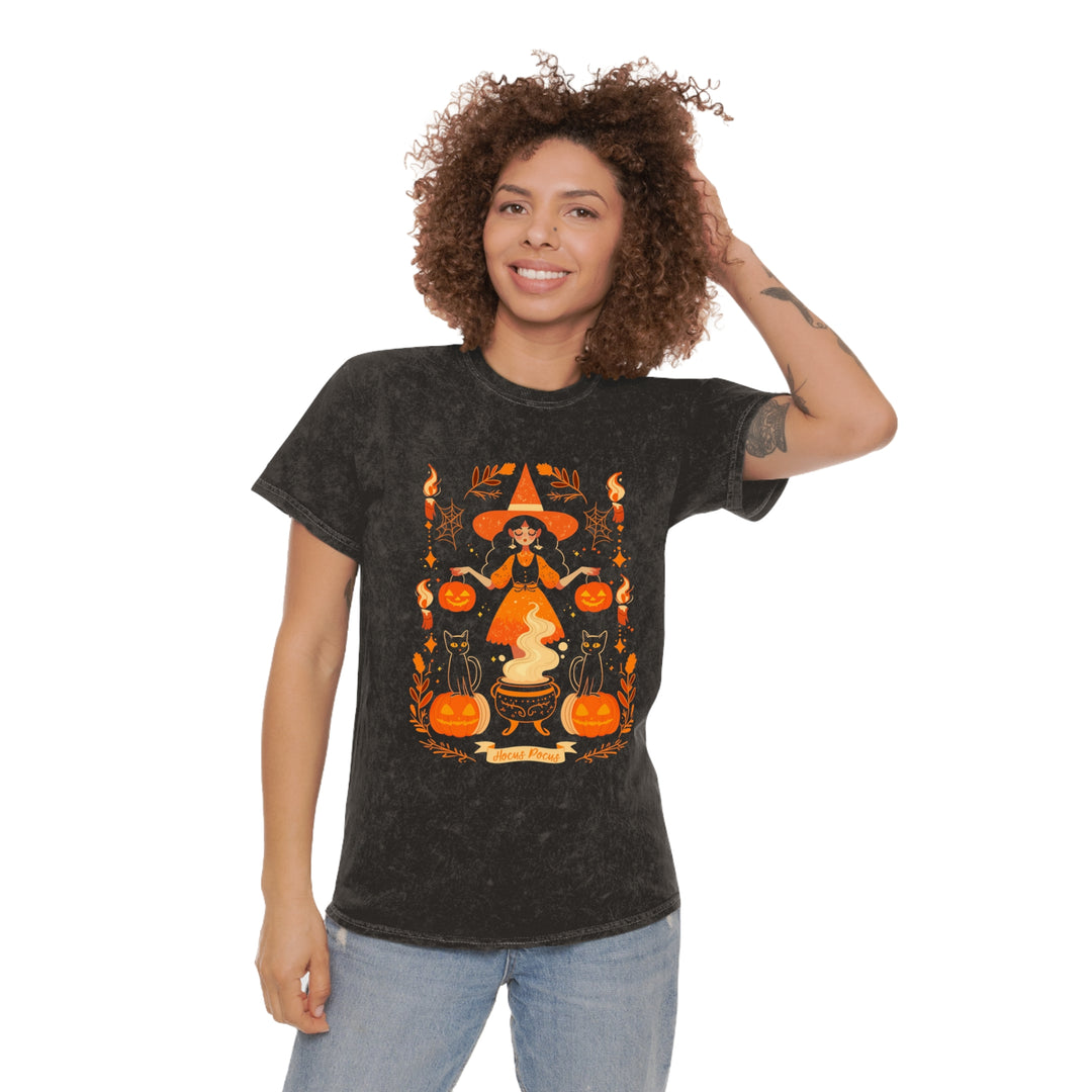 Hocus Pocus Folk Witch Womens Halloween Booteek Mineral Wash T-Shirt