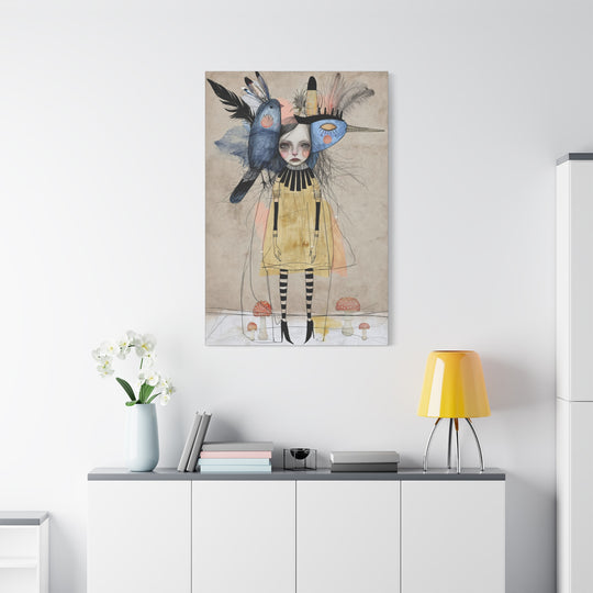 Surreal Serenity Bird Girl Matte Canvas Wall Art