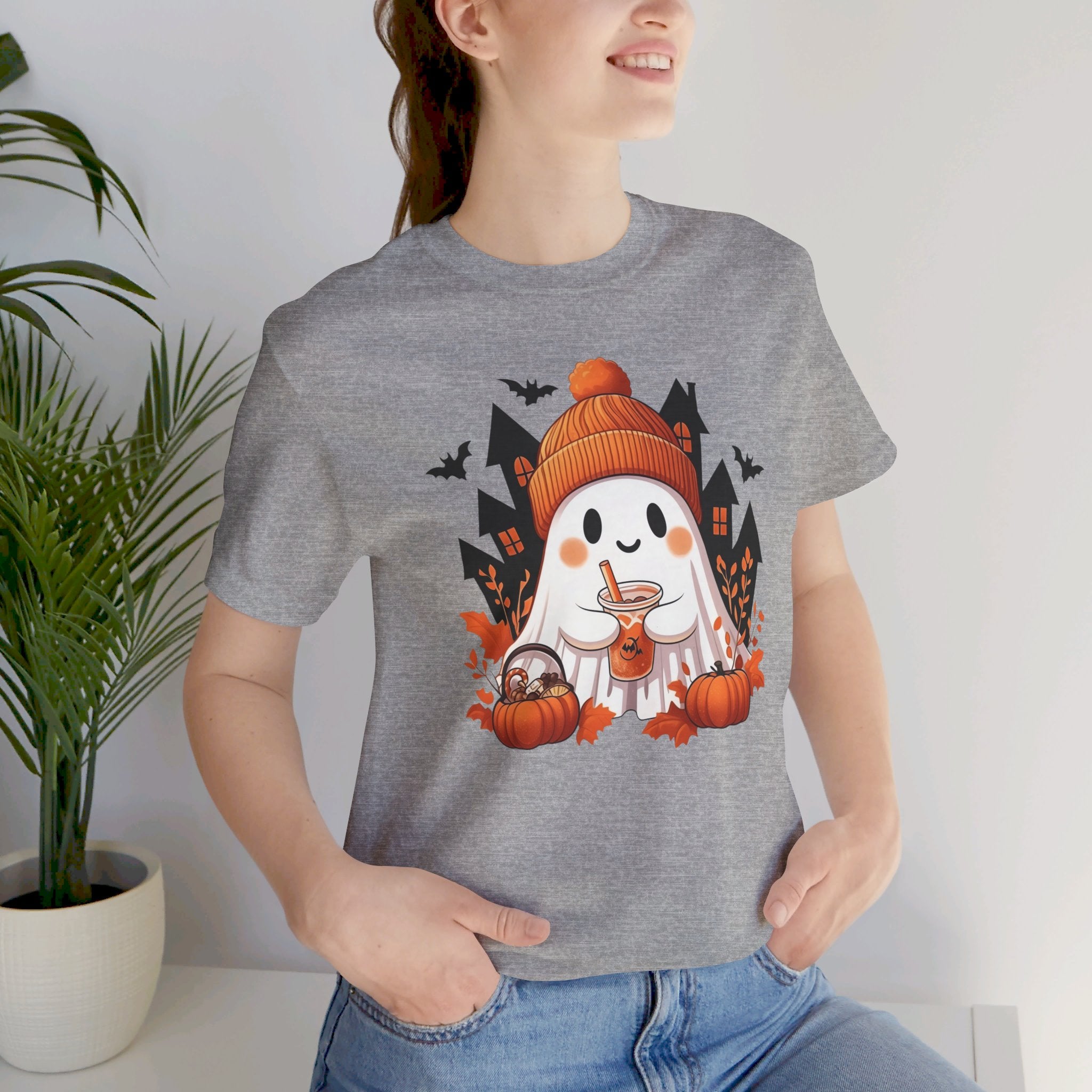 Pumpkin Spice Ghost Womens Halloween Booteek Jersey Short Sleeve Tee