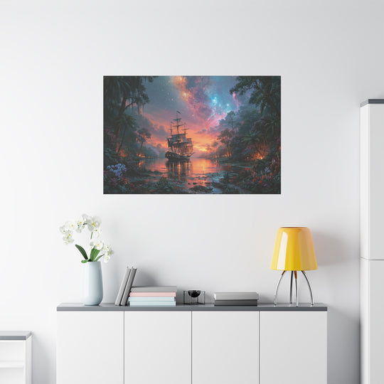 Twilight on the Bay Print Matte Stretched Canvas Wall Art
