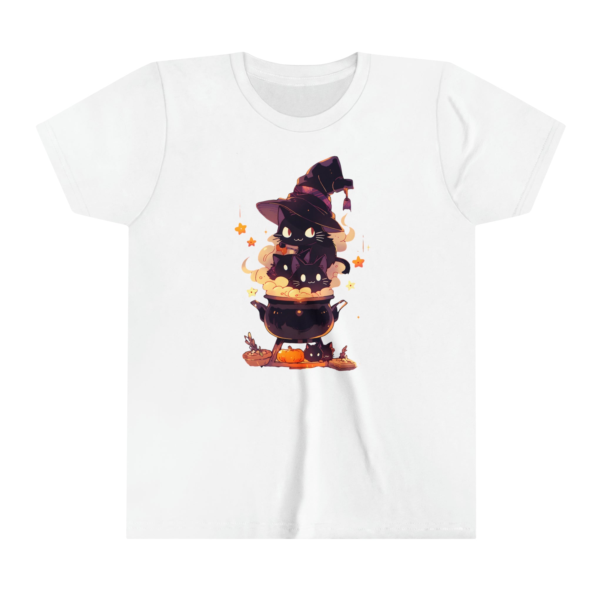 Witch Kitty Girls Halloween Short Sleeve Tee