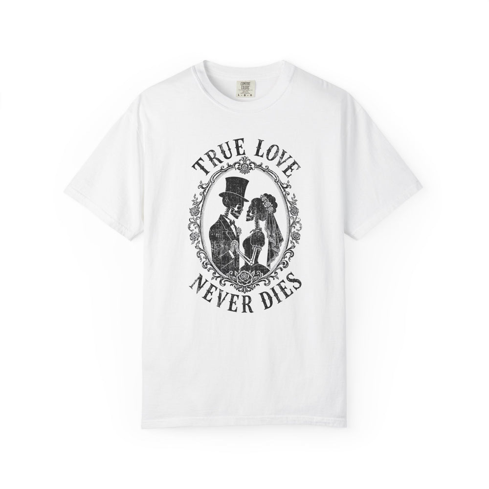 True Love Never Dies Skeleton Silhouettes Womens WUNDERLAND Halloween Booteek Short Sleeve Tee