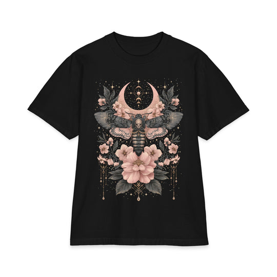 Night Moth Mystic Floral Heavyweight Boxy Fit Halloween Tee