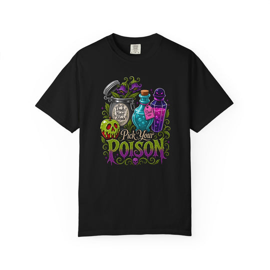 Pick Your Poison Womens WUNDERLAND Halloween Booteek Short Sleeve Tee