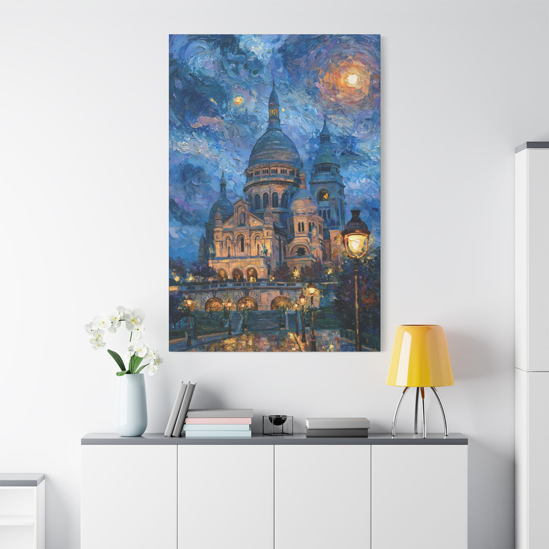 Sacre Coeur Under The Moon Canvas Wall Art