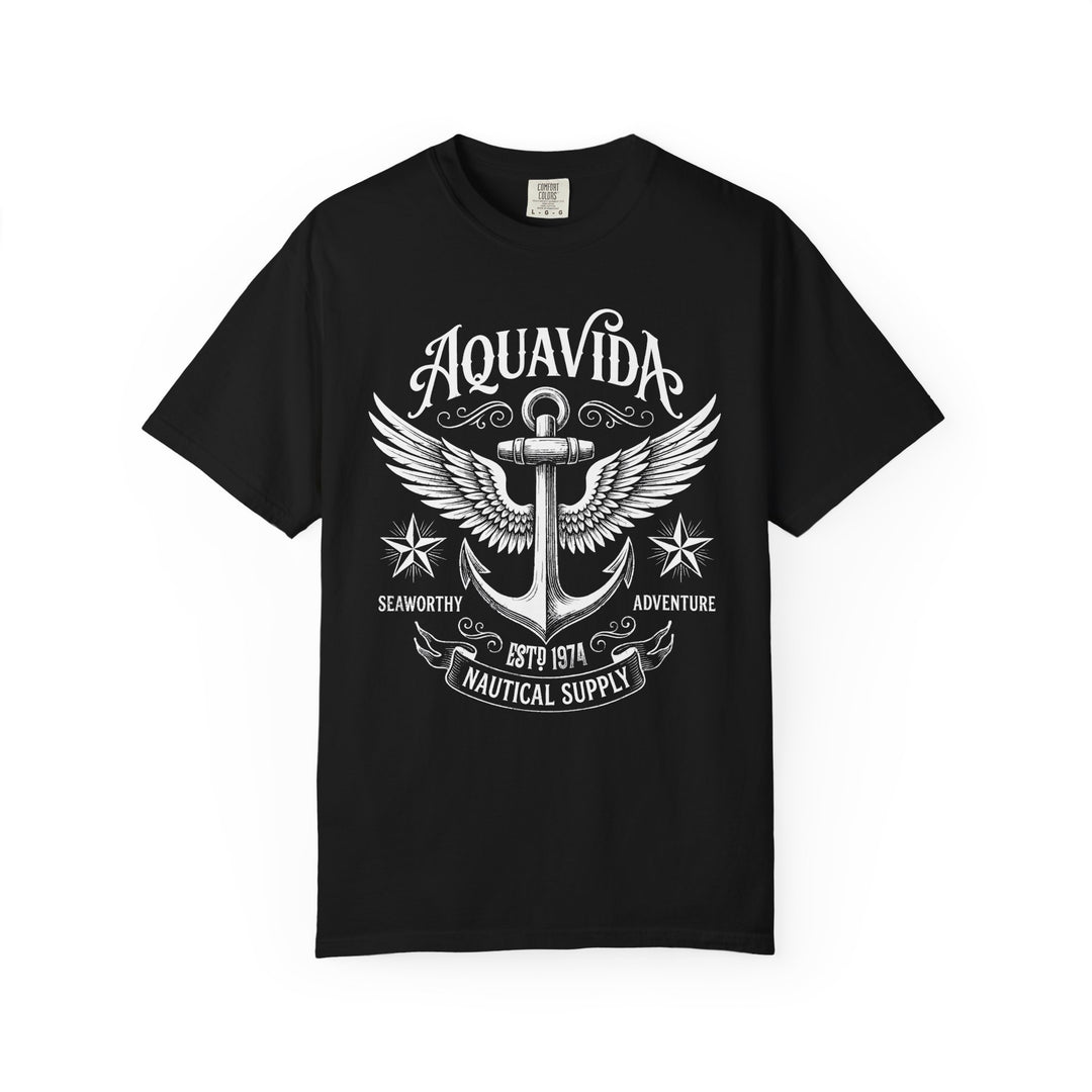 Anchor Wings Nautical Vintage Seaworthy Adventure Mens AQUAVIDA Short Sleeve Tee