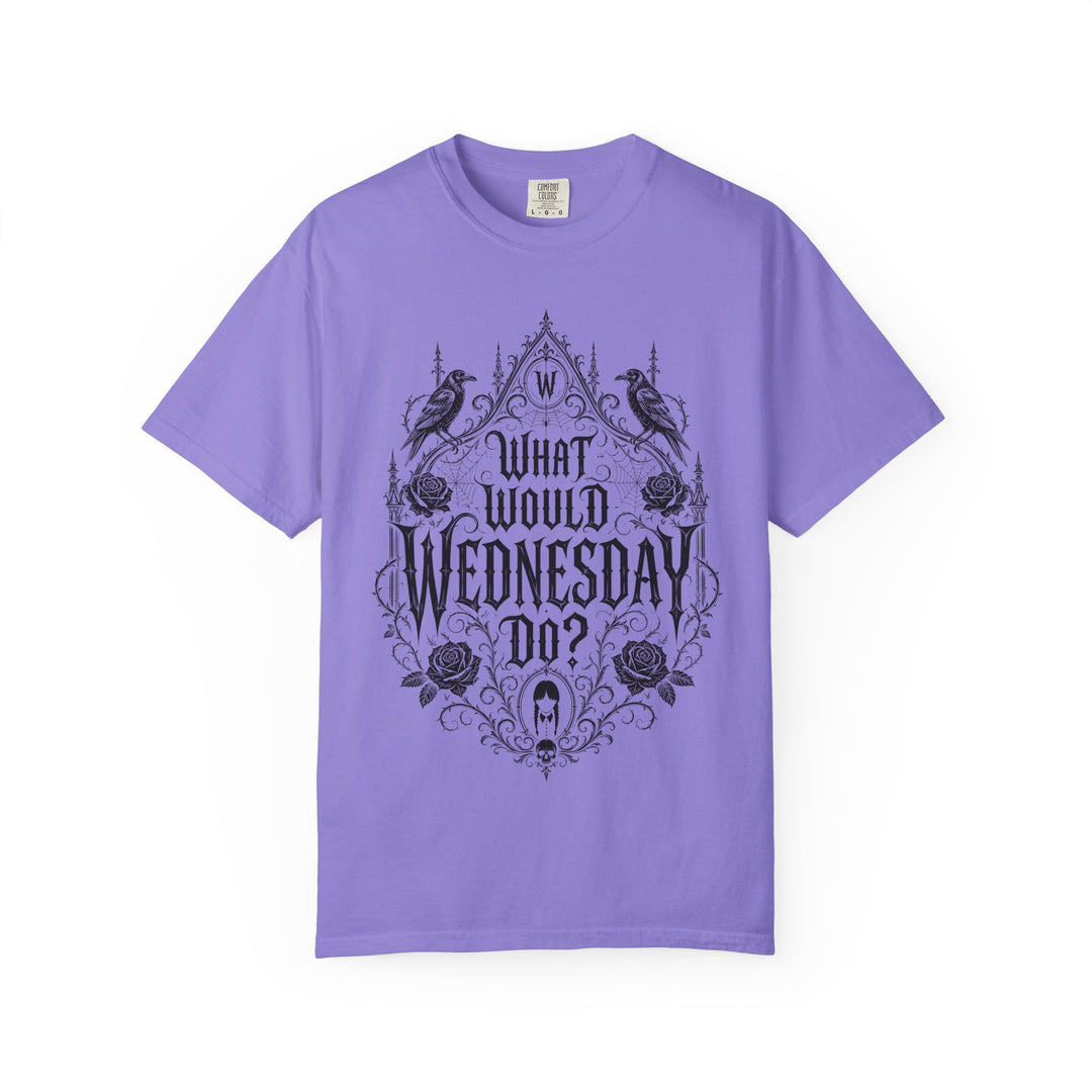 What Would Wednesday Do? Womens WUNDERLAND Halloween Booteek Short Sleeve Tee