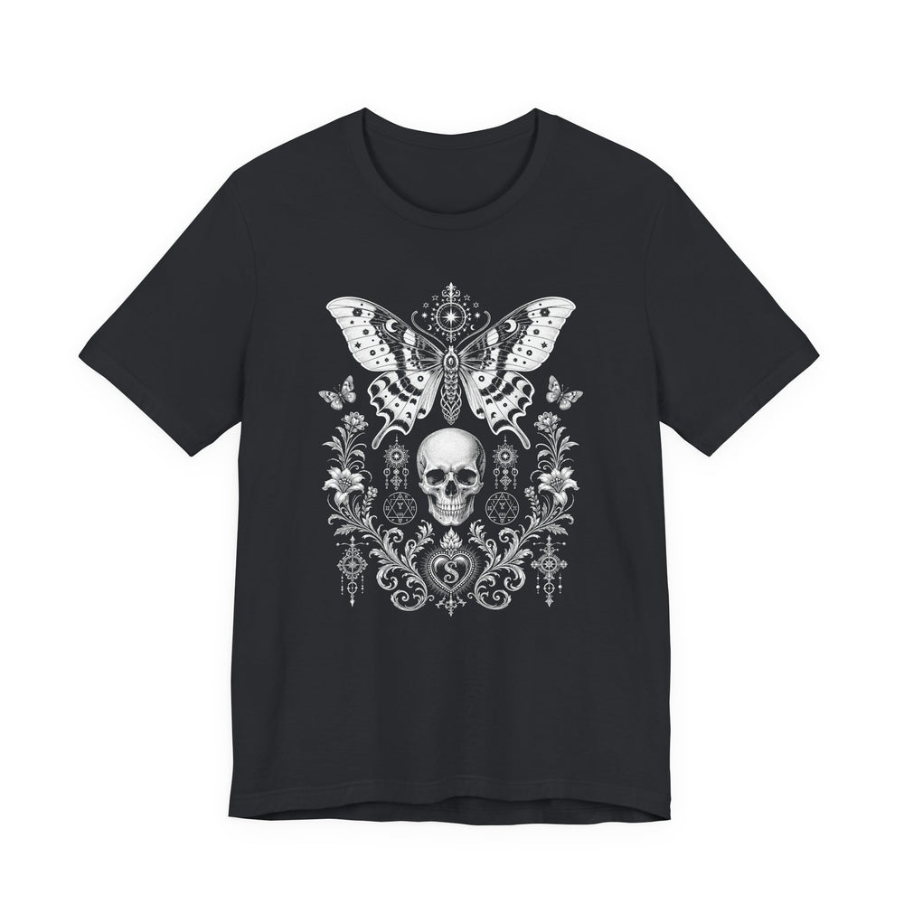 Mystical Skull Flora and Moth Women's Halloween Classic Fit Tee