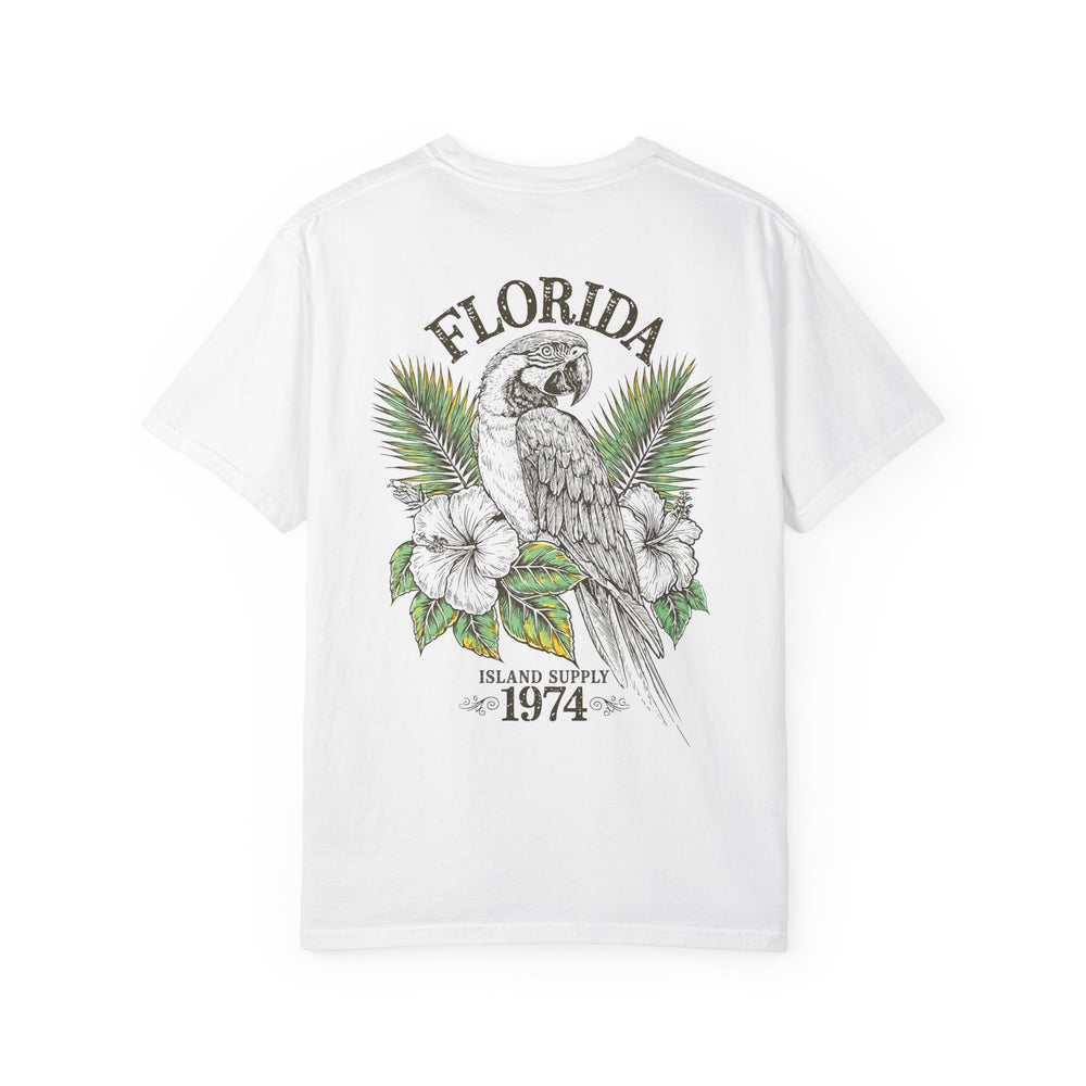 Florida Parrot T-Shirt Tropical Island Supply 1974 Mens AQUAVIDA Short Sleeve Tee