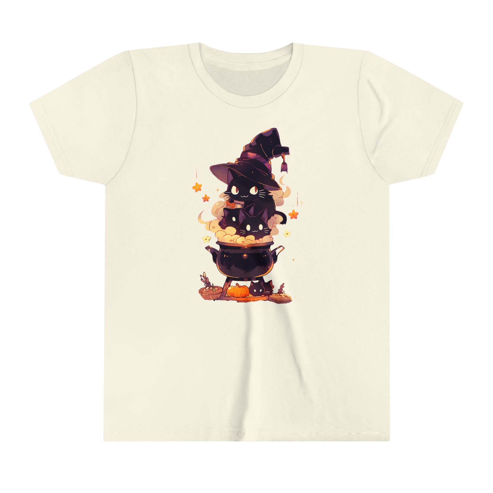 Witch Kitty Girls Halloween Short Sleeve Tee