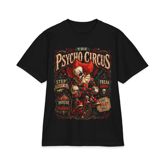 Psycho Circus  Vintage Horror Carnival Heavyweight Boxy Fit Halloween Tee